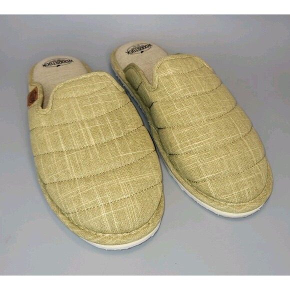 WOODSTOCK Vintage Brand Hemp Baboosh Slipper Mens 9M Tan Slip On Memory Foam - Picture 2 of 11